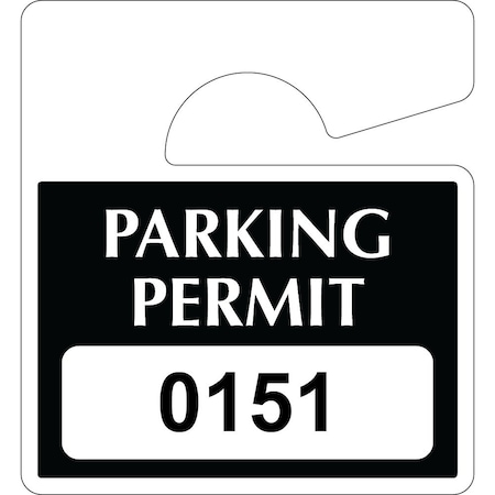 Lustre-Cal Heavy Duty Hanging Parking Permit Black 3in x 2.75in  55mil Plastic Serialized 151-200, 50PK 253812551K0151